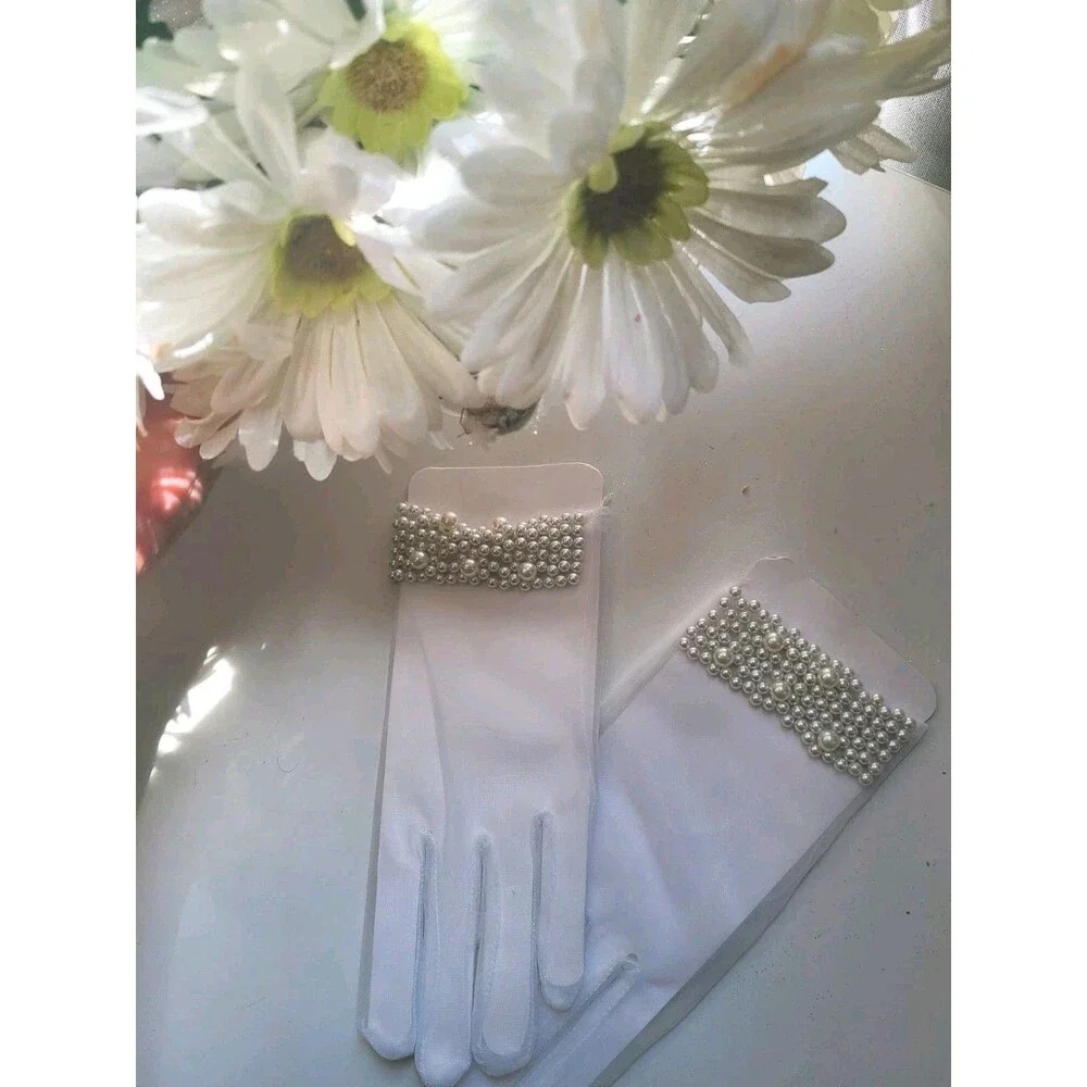 Ladies Sheer Short Finger Gloves Elegant Mesh Gloves for Bridal Party Wedding US